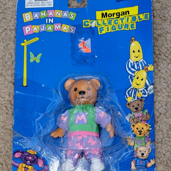 Vintage 90's Bananas In Pajamas Morgan Bear TOMY VINYL Figure New In Box! 1996 - Picture 2 of 5